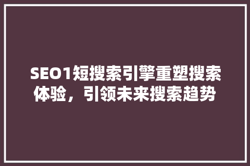 SEO1短搜索引擎重塑搜索体验，引领未来搜索趋势