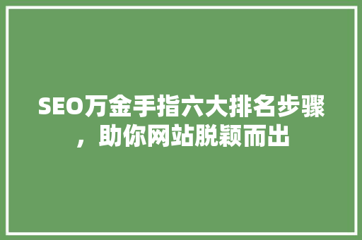 SEO万金手指六大排名步骤，助你网站脱颖而出