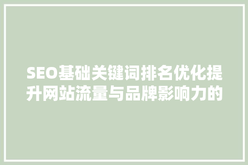 SEO基础关键词排名优化提升网站流量与品牌影响力的方法