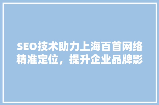SEO技术助力上海百首网络精准定位，提升企业品牌影响力