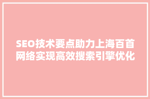 SEO技术要点助力上海百首网络实现高效搜索引擎优化