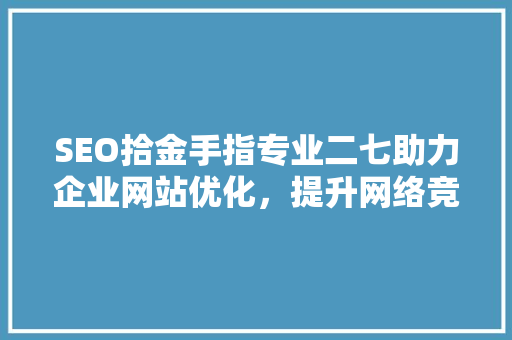 SEO拾金手指专业二七助力企业网站优化，提升网络竞争力