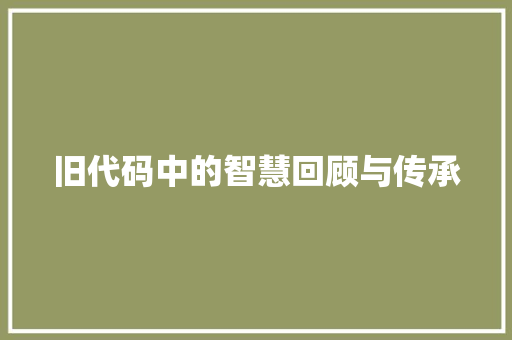 旧代码中的智慧回顾与传承
