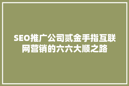 SEO推广公司贰金手指互联网营销的六六大顺之路