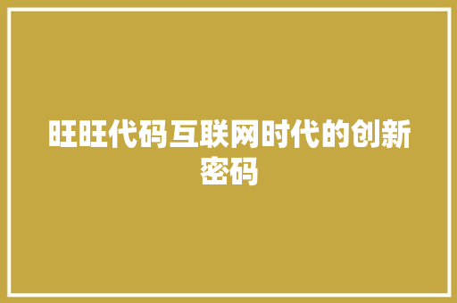 旺旺代码互联网时代的创新密码