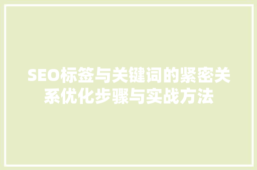 SEO标签与关键词的紧密关系优化步骤与实战方法