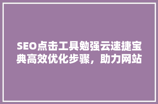SEO点击工具勉强云速捷宝典高效优化步骤，助力网站流量提升