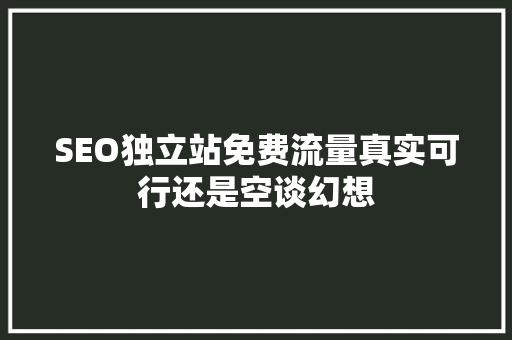 SEO独立站免费流量真实可行还是空谈幻想