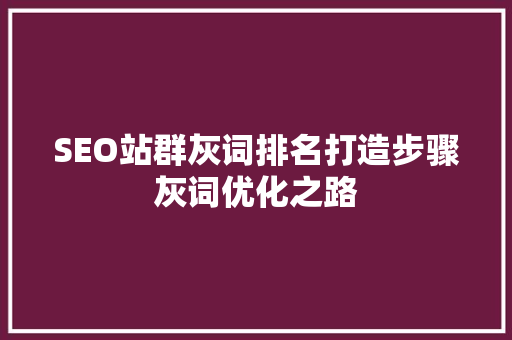 SEO站群灰词排名打造步骤灰词优化之路