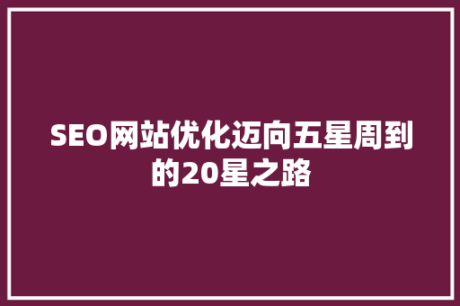 SEO网站优化迈向五星周到的20星之路
