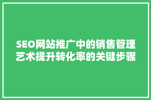 SEO网站推广中的销售管理艺术提升转化率的关键步骤