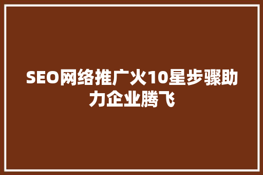 SEO网络推广火10星步骤助力企业腾飞