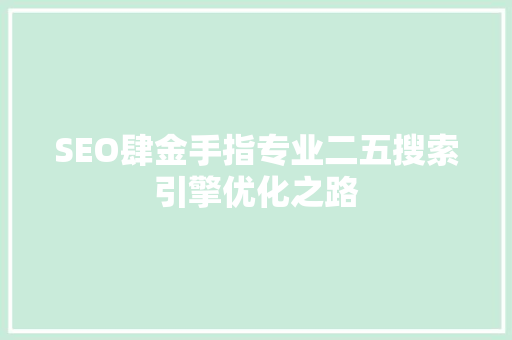 SEO肆金手指专业二五搜索引擎优化之路
