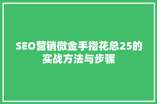 SEO营销微金手指花总25的实战方法与步骤