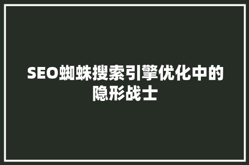 SEO蜘蛛搜索引擎优化中的隐形战士  第1张