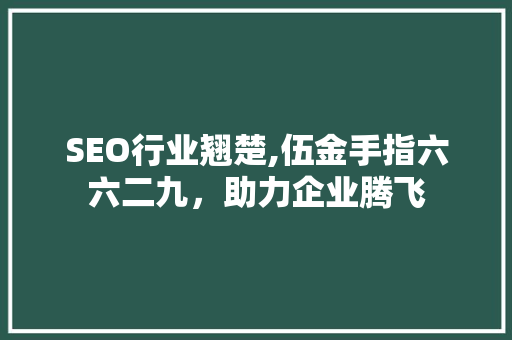 SEO行业翘楚,伍金手指六六二九，助力企业腾飞