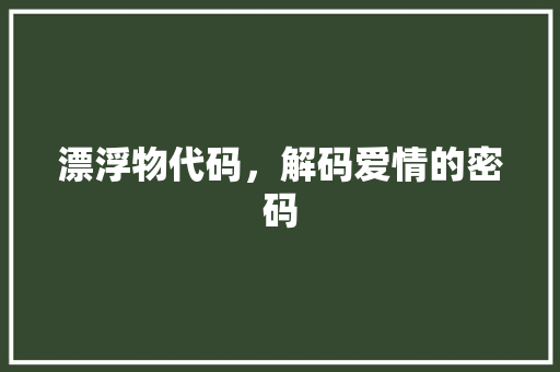 漂浮物代码，解码爱情的密码