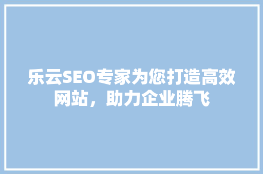 乐云SEO专家为您打造高效网站，助力企业腾飞