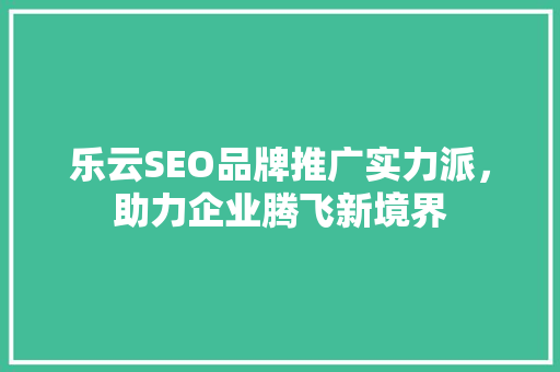 乐云SEO品牌推广实力派，助力企业腾飞新境界