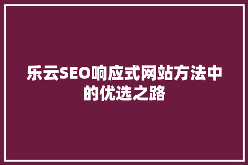 乐云SEO响应式网站方法中的优选之路