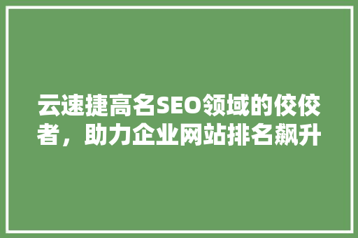 云速捷高名SEO领域的佼佼者，助力企业网站排名飙升
