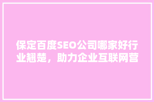 保定百度SEO公司哪家好行业翘楚，助力企业互联网营销腾飞