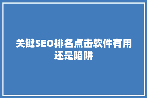 关键SEO排名点击软件有用还是陷阱