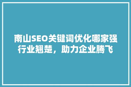 南山SEO关键词优化哪家强行业翘楚，助力企业腾飞