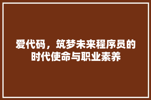 爱代码，筑梦未来程序员的时代使命与职业素养