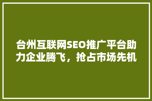 台州互联网SEO推广平台助力企业腾飞，抢占市场先机