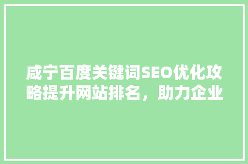 咸宁百度关键词SEO优化攻略提升网站排名，助力企业腾飞