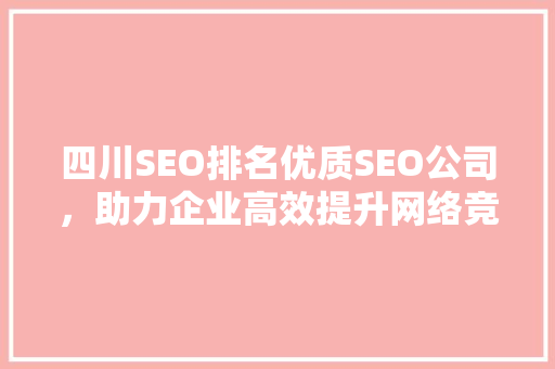四川SEO排名优质SEO公司，助力企业高效提升网络竞争力