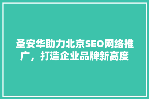 圣安华助力北京SEO网络推广，打造企业品牌新高度