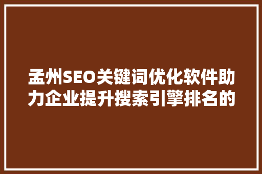 孟州SEO关键词优化软件助力企业提升搜索引擎排名的秘密武器