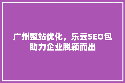 广州整站优化，乐云SEO包助力企业脱颖而出