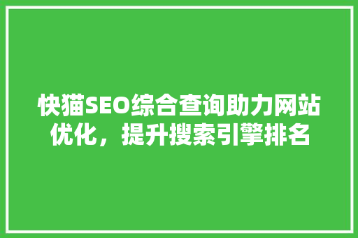 快猫SEO综合查询助力网站优化，提升搜索引擎排名