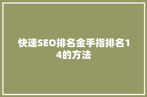 快速SEO排名金手指排名14的方法