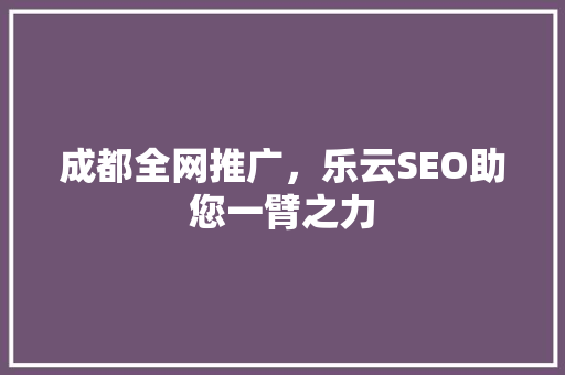 成都全网推广，乐云SEO助您一臂之力