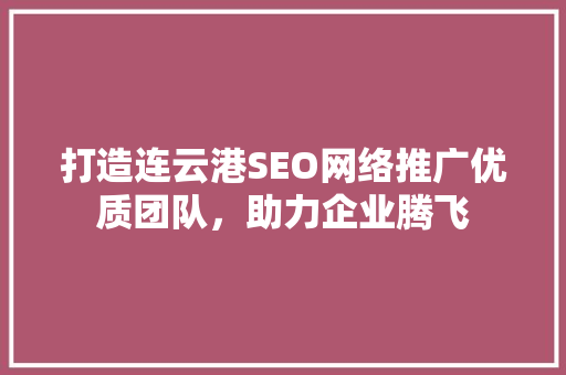 打造连云港SEO网络推广优质团队，助力企业腾飞