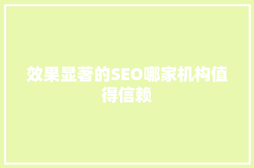 效果显著的SEO哪家机构值得信赖