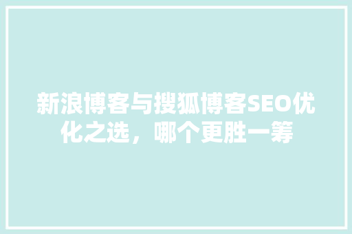 新浪博客与搜狐博客SEO优化之选，哪个更胜一筹