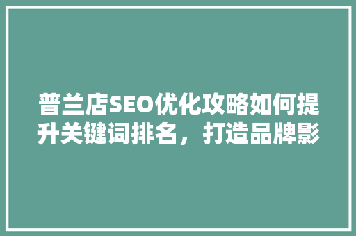 普兰店SEO优化攻略如何提升关键词排名，打造品牌影响力