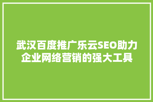 武汉百度推广乐云SEO助力企业网络营销的强大工具