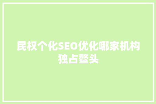 民权个化SEO优化哪家机构独占鳌头