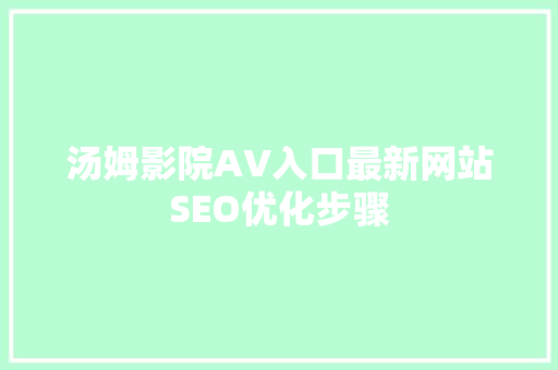 汤姆影院AV入口最新网站SEO优化步骤