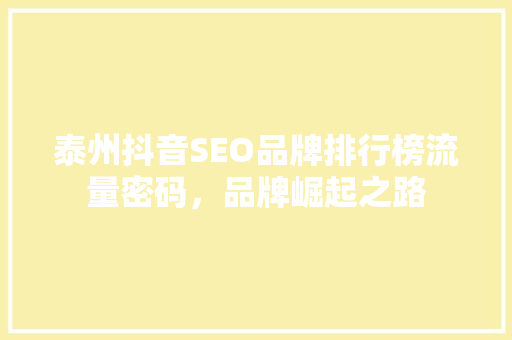 泰州抖音SEO品牌排行榜流量密码，品牌崛起之路