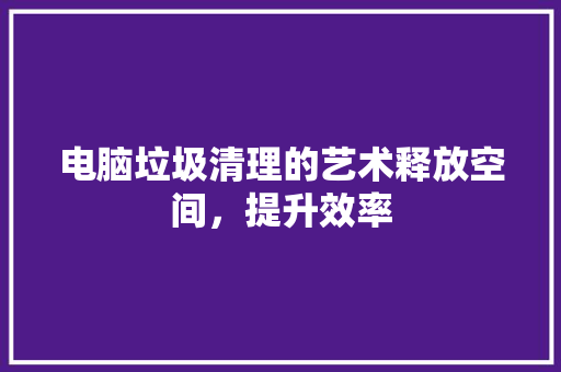 电脑垃圾清理的艺术释放空间，提升效率