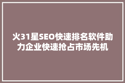 火31星SEO快速排名软件助力企业快速抢占市场先机