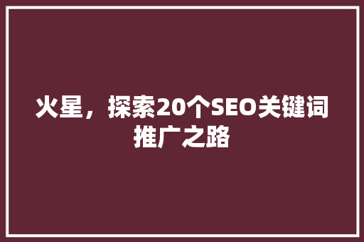 火星，探索20个SEO关键词推广之路