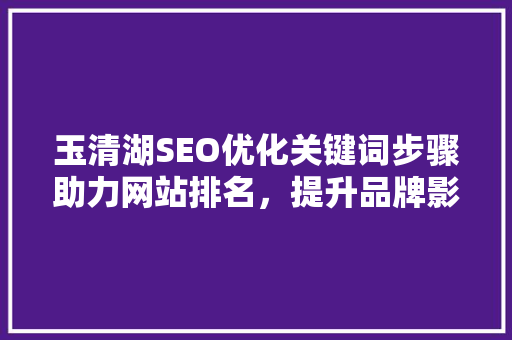 玉清湖SEO优化关键词步骤助力网站排名，提升品牌影响力